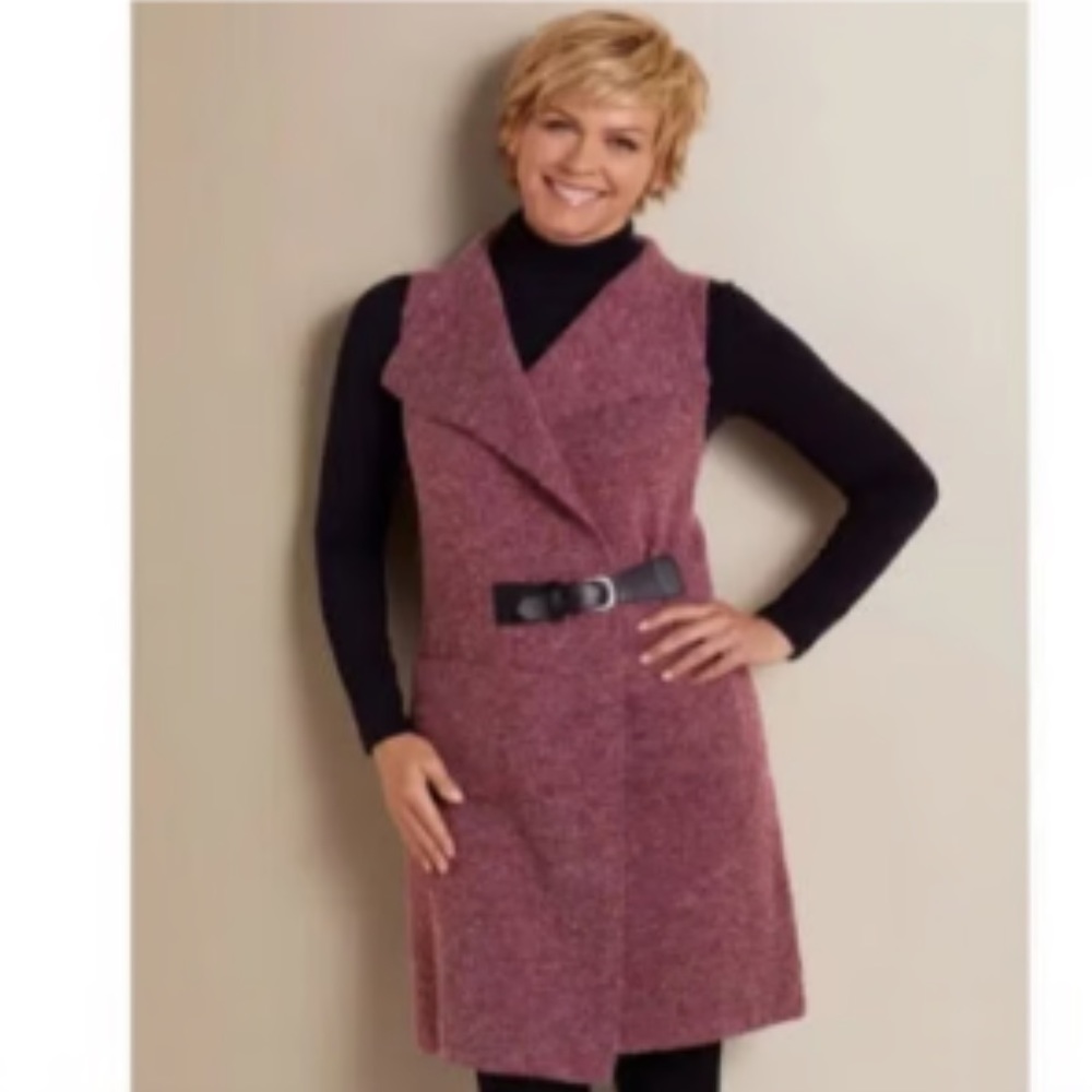 Soft Surroundings Solange fashion belted sweater vest long cross over size S